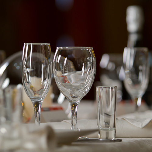 ocean cruises Fine Crystal Table Setting at a Restaurant